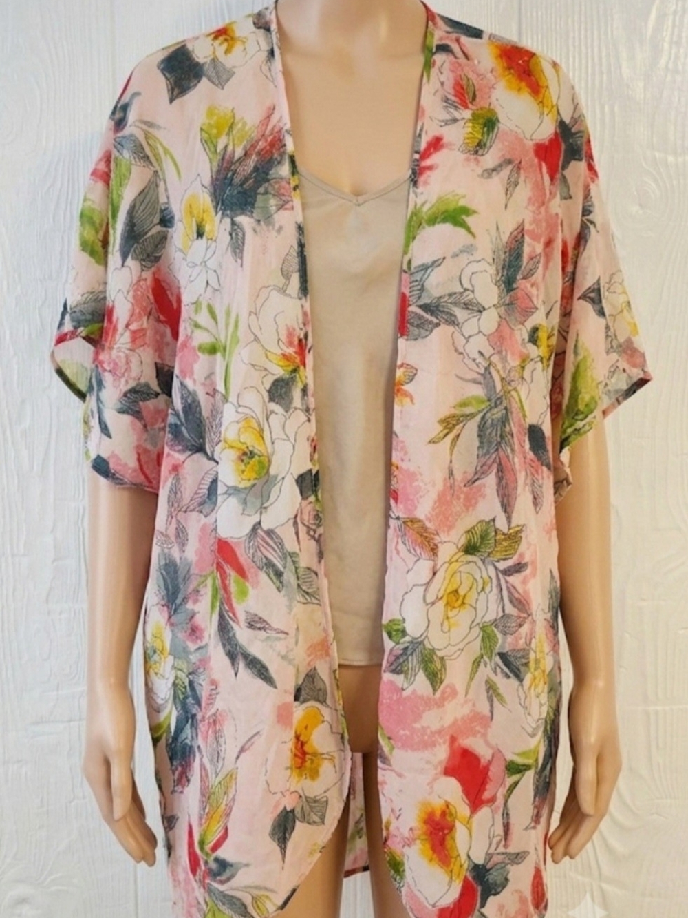 2x Light Pink Floral Lightweight Kimono
